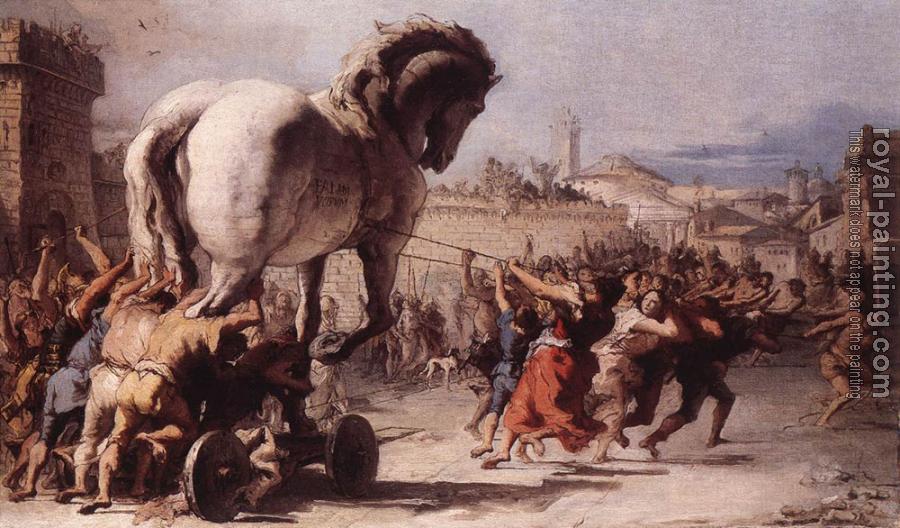 Giovanni Domenico Tiepolo : The Procession Of The Trojan Horse In Troy